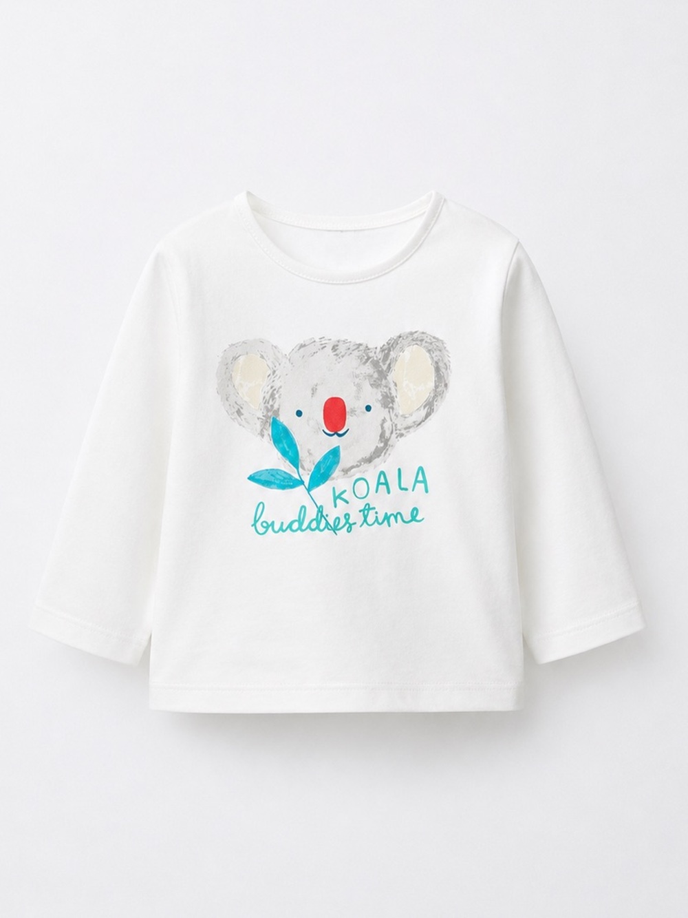 Zara Mini Koala Buddies Time Long Sleeve Tee 6-9 Months 74cm White Baby Shirt
